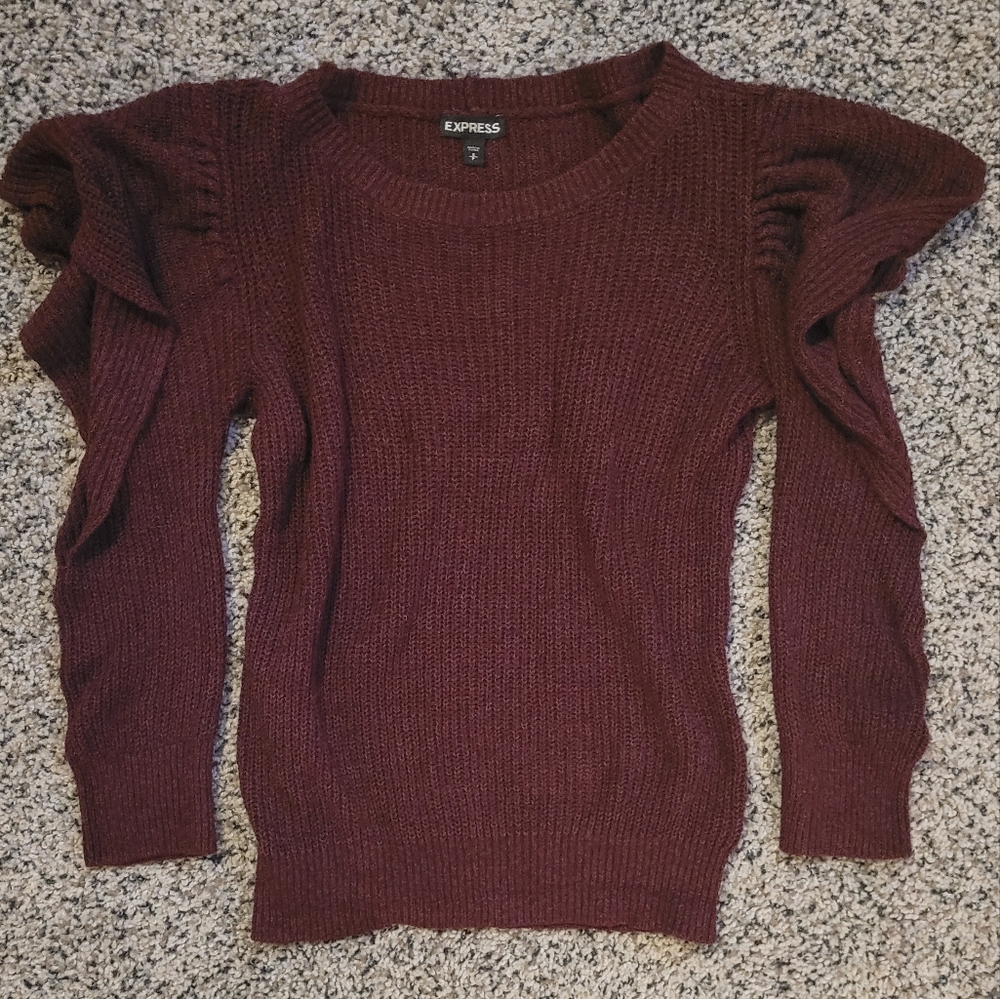 Express Ruffle Cutout Sleeve Sweater